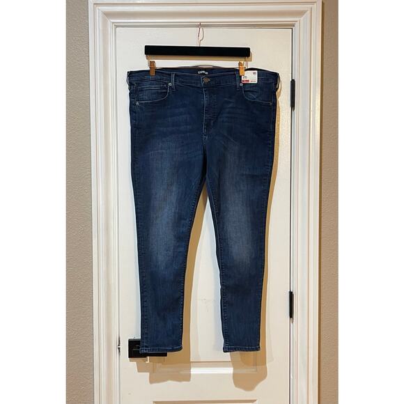 NWT EXPRESS Denim Jeans Mid Rise Stretch Legging 18S Blue - Picture 2 of 11